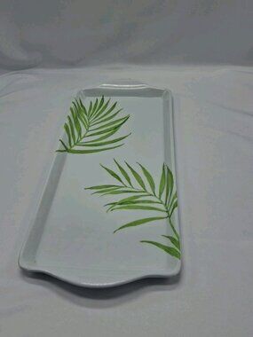 Eurita Reston Lloyd  Tray Melamine White Green, Bamboo Leaves Corelle Match